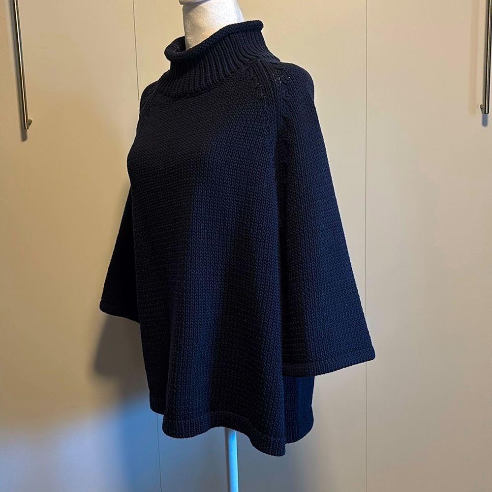 Loft Navy Blue Mock Neck Flare Sweater